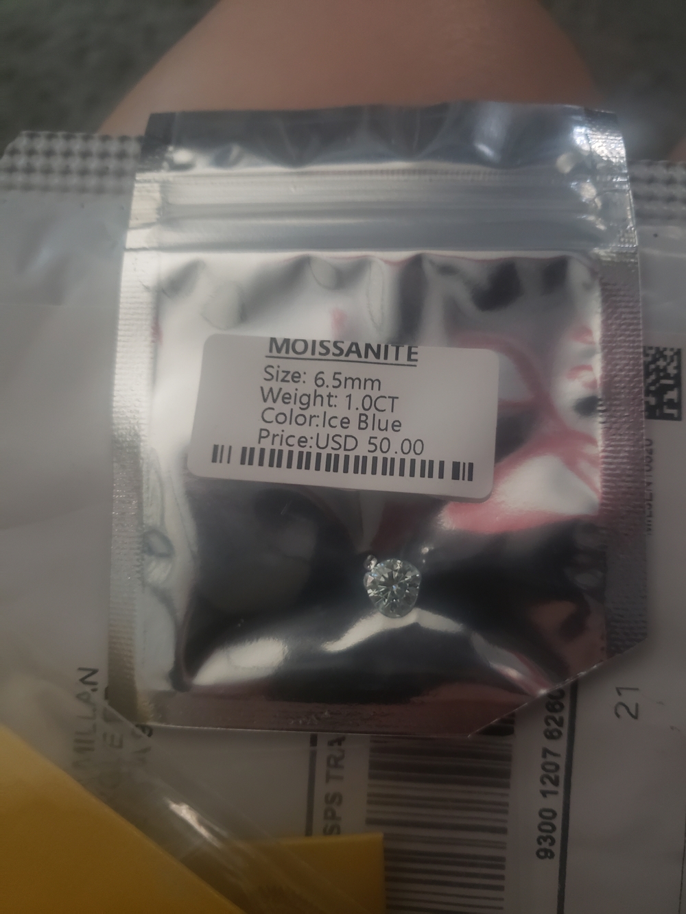 Moissanite Ice Blue Round 6.5mm 1.0CT